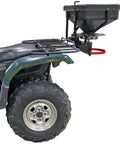 ATV Dry Material Spreader For Precise Distribution And Broadcast 12V Power Polymer Hopper mounted on ATV rack
