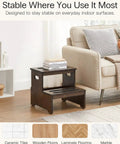 Rock Solid Bamboo Two Step Stool For Adults And Seniors 400 Pound Heavy Duty Workhorse With Non Slip Pads And Extra Wide Standing Platform in living room setting.