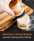 Person applying Two In One Wood Care For Cutting Boards And Butcher Block Surfaces With Beeswax And Food Grade Mineral Oil to board