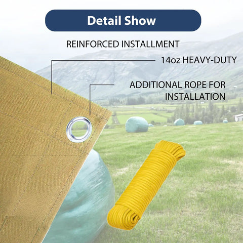 Durable Tough As Nails Canvas Tarps 6x8 Feet Waterproof Tarpaulins With Aluminum Grommets UV Resistant 22 Mil yellow tarp detail