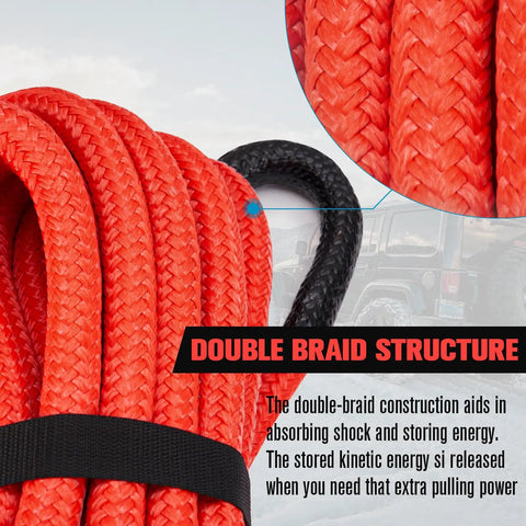 Trail Ready Kinetic Recovery Rope Kit With Two Heavy Duty Synthetic Soft Shackles And Storage Bag One Inch By Thirty Foot Snatch Strap For Off Road Mud Bogging Utv Atv Truck Jeep Rig Getting Unstuck Fast