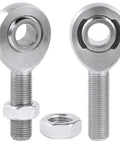 Half Inch Heim Joint Rod End Kit Chromoly Beefed Up Heavy Duty Left Hand Thread And Right Hand Thread Rod Ends With Jam Nut Panhard Rod End Kit Replacement For Off Road Trucks SUVs. close-up of two chromoly rod ends and jam nut