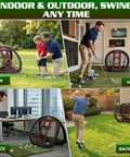 Pop Up Golf Chipping Net With Three Front Target Zones And Double Sided Training for indoor and outdoor practice at home, lawn, office