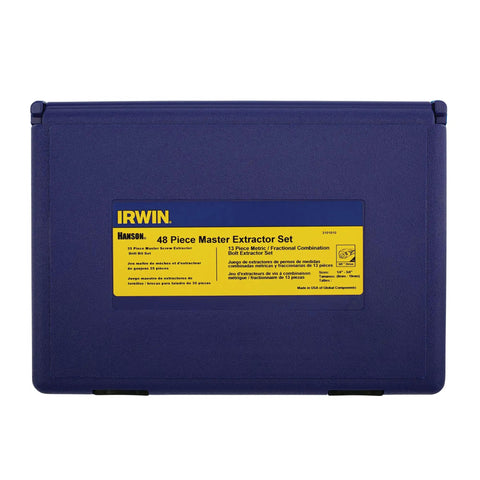 48 Piece Fastener Extraction Kit With Spiral Flute And Multi-Spline Extractors in blue case closed