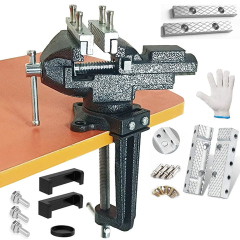 Do It All Clamp On Vise For Bench Or Table Use With Quick Adjustment And 360 Degree Rotation 3.3 Inch Jaw Black Heavy Duty