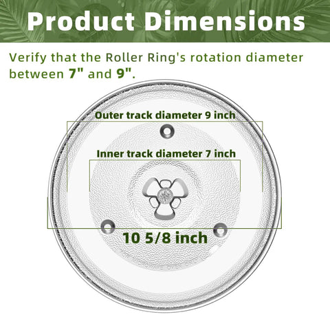 Diagram of a 10.6 Inch Microwave Glass Turntable Replacement Plate for Hamilton Beach P90D23AL-R1 detailing dimensions.