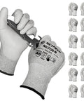 Grippy Cut Resistant Gloves ANSI A6 A7, 12 Pairs Touchscreen Ready Work Gloves for Woodworking, Glass Cutting, Construction, Auto Repair