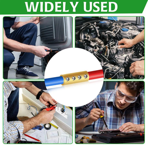 Twelve Pack 6 AWG Wire Connector Nut Kit With Screws And Shrink Tubes For Quick Wiring Connection, 80A Capacity Underground Wire Splicing Kit, Pro Grade Wire Splicer For Car Wiring Industry in use for various wiring jobs