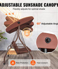 Adjustable canopy on Three Seat Outdoor Patio Swing Chair With Removable Thick Cushion and Alloy Steel Frame