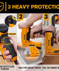 Three-step safety lock process of Electric Stapler And Nail Gun Kit For DIY Projects And Upholstery Corded 120V
