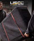 Two men carrying Heavy Duty Moving Blankets 72x80 Inches, 6 Pack, Padded Quilted Furniture Pads for Moving, Shipping and Storage.