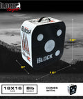 Open Archery Target for Youth 16 Inch With 40 Lb Draw Compatibility, showing dimensions and multi color design on foam core