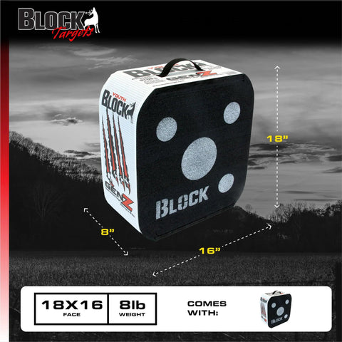 Open Archery Target for Youth 16 Inch With 40 Lb Draw Compatibility, showing dimensions and multi color design on foam core