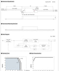 Technical specifications of LPV-35 single output switching power supply, including diagrams and performance charts