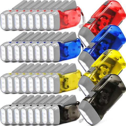 Grab This 36 Pack Hand Crank Flashlights No Battery Required Emergency Flashlight Squeeze Flashlight Bulk Gift Set In Yellow Gray Blue Red