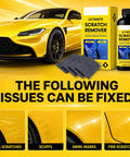 Knock Out Those Stupid Dings With This Legit Quick Fix Car Scratch Remover Paste For Every Paint Color on a yellow car with scratch remover kit.