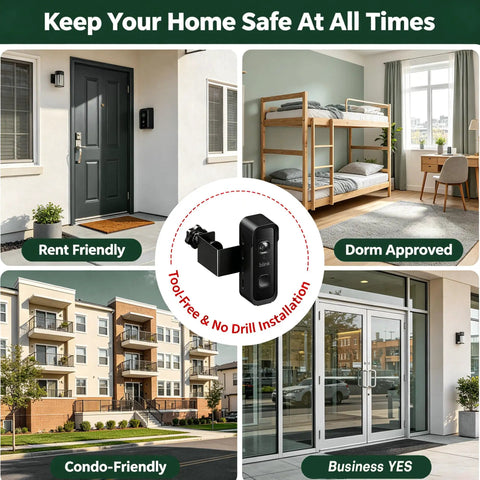 Built Like A Tank Anti Theft Security Enclosure For Blink Battery Doorbell 2K Plus displayed at home, dorm and condo settings.