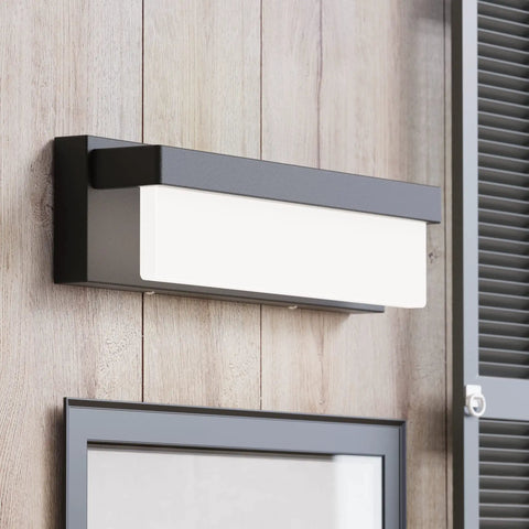 LED Bathroom Vanity Light Fixture Over Mirror 16.5 Inch Modern Rectangle Black Matte Metal Lighting Bar 4000K Daylight