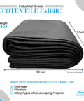 Tough 4 Oz Non Woven Geotextile Fabric For Landscaping, French Drains, Underlayment, Erosion Control, 6x50 Foot Roll