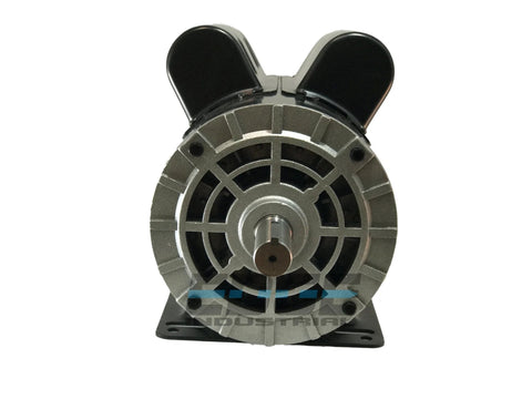 Compressor-duty electric motor, front view; gray vented end bell with 7/8 in shaft.