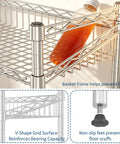 Rock Solid 4 Tier Adjustable Wire Storage Rack Heavy Duty Steel Industrial Shelving with secure basket frame ensuring stability.