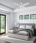Bedroom view with Memphis 52 Inch Contemporary Indoor LED Ceiling Fan With Light And Pull Chain Dual Mounting Options