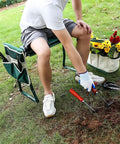 Person using Grab And Go Foldable Garden Kneeler Seat with Two Pocket Tool Bag Pouch and EVA Foam Knee Pad, outdoor gardening