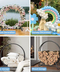 Heavy Duty Circular Firewood Rack 4 Foot Diameter Made From Black Steel Pipes For Indoor And Outdoor Use Log Holder And Firewood Storage Organizer For Fireplace Patio And Backyard
