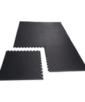 Interlocking EVA Puzzle Exercise Mats For Home Gym Half Inch Thick Cushioned Foam Floor Tiles Black 24 By 24 Inches 12 Tiles