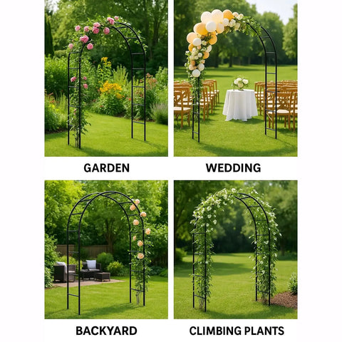 Sturdy 7.3 Foot Garden Arch Built From Heavy Duty Metal With 16mm Tubes And Thick Wall Outdoor Trellis For Climbing Plants