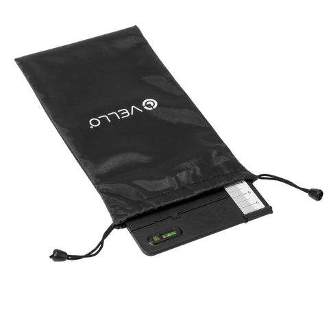 Lens Calibration Kit For Autofocus Accuracy With AF Fine Tune And Micro Adjustment in a drawstring bag, visible bubble level