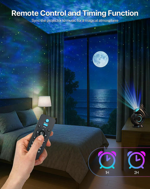 Galaxy Star Projector Night Light for Bedroom with Timer and Remote 4 in 1 White Noise Bluetooth Speaker Sky Projection