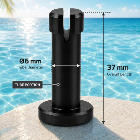 Top Notch Replacement Axle Pins And Wheel Retainers For Aiper Seagull SE Robotic Pool Cleaner showing black tube portion, Ø6mm diameter, 37mm length.