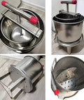 Built Different Manual Honey Press And Beeswax Extractor With Hella Tough Stainless Steel Body Includes Three Nylon Filters for hassle-free olive oil and juice extraction.