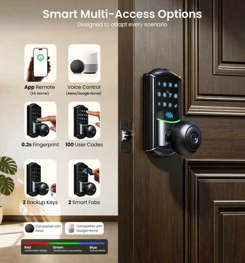 Slick Matte Black Fingerprint Smart Door Lock With Classic Knob Handle Featuring Fast Built Wifi For Seamless Remote App Access Zero Hub Headaches And Badass Home Security Vibes For Anyone Who Wants Nailed It Entry