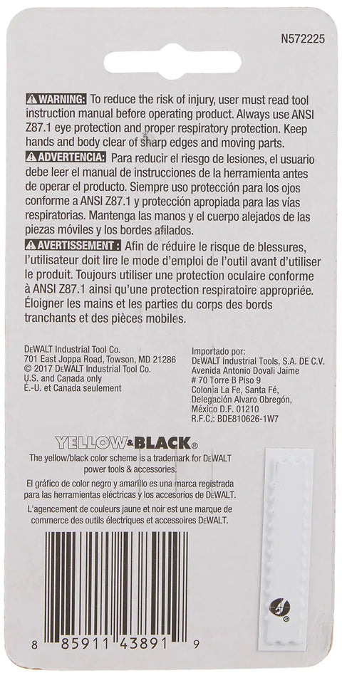Back packaging of 5 Piece Drill Tap Set for Impact Drivers showing warnings and manufacturing details.