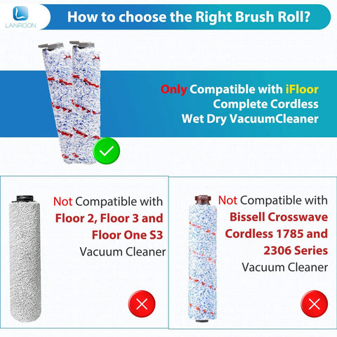 Three Pack Replacement Brush Rollers And Six Pack Pre Filter Foam For iFloor Complete Wet Dry Vacuum Cleaner compatibility guide