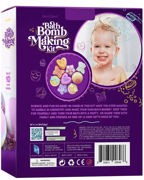 Totally Fun Bath Bomb Making Kit For Kids Turns Bath Time Into A DIY Science Class, Makes 10 Fizzy Bombs With Colorful Molds, Surprises Inside Each Bomb, Easy At Home Spa Project For Creative Play And Mess Free Fun. Purple product box