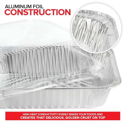 Heavy Duty 9x13 Aluminum Baking Pan With Lids 10 Pack Built Tough Durable Rectangular Tray For Lasagna And More Clear Dome Cover Keeps Your Food Fresh