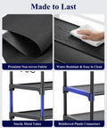 Go-To Heavy Duty 10 Tier Shoe Rack, Tall Entryway Organizer Holds Up To Forty Pairs, Built-In Side Hooks For Backpacks And Daily Essentials, Roomy Floor Shelf Stand In Matte Black, showcasing premium non-woven fabric and sturdy metal tubes.