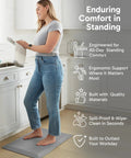 Person standing on Ergonomic Anti Fatigue Mat For Kitchen And Office 20 By 32 Inch Cushioned Standing Pad in kitchen
