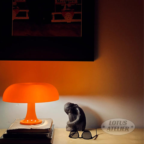 Orange Mushroom Table Lamp For Room Aesthetic, Modern Bedroom Lighting, Cozy Bedside Vibe, Retro Living Room Decor, Replaceable Bulbs Included, Easy Flip Switch, Charming Mid Century Style