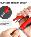 Close-up of adjustable tension screw on the Locking Pliers Set Four-Piece With Heavy Duty Anti-Pinch Non-Slip Grip Curved Jaw.