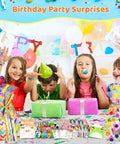 Kids enjoying birthday party with All In One Stationery Party Pack For Kids With 24 Goodie Bags Mini Notebooks Multicolor Pens Slap Bracelets