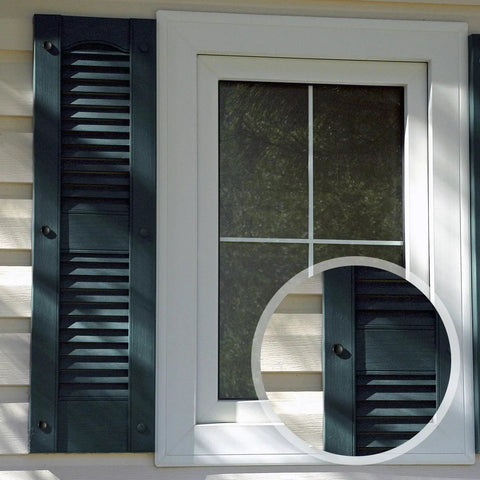 24 Set 3 Inch Shutter Fasteners With Black Vinyl Caps, Stainless Steel 304 Exterior Window Hardware For DIYers shown on shutters