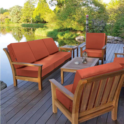 Wooden patio furniture with Deep Seat Patio Cushion Set 24x24 Waterproof Outdoor Chair Cushions With Fade Resistant Removable Covers