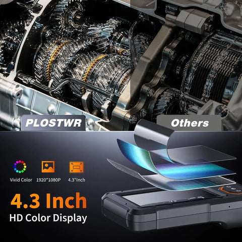 Gear Up For Tight Spots With A Dope 4.3 Inch Endoscope Camera With 1080P HD display and gears for pipes drains and cars.
