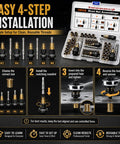 Ultimate Rivet Nut Tool Set Kit With Carbon Steel Body M3 Through M8, 50 Piece Metric Rivet Nut Setter Kit For Creating Threads In Thin Materials, Durable Case For Easy Storage And Fast Pro Grade Repairs. Open case with M3-M8 tools and rivet nuts