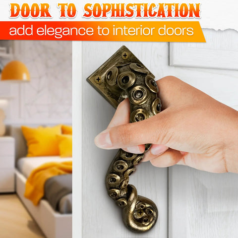 Octopus Door Handle With Dope Tentacle Look And Heavy Duty Pull Bronze Finish Made From Premium Polyresin door handle shown in use