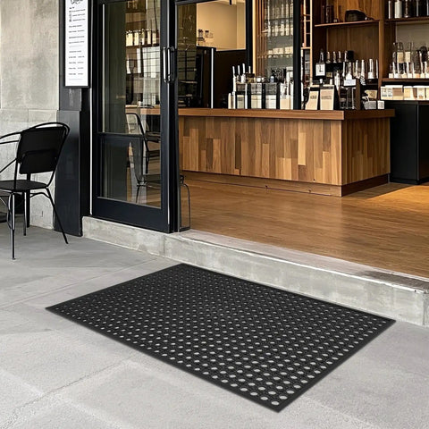Outdoor Rubber Mat For Kitchens And Restaurants, Anti Fatigue Floor Mat 24 X 36 Inches With Drainage Holes at bar entrance